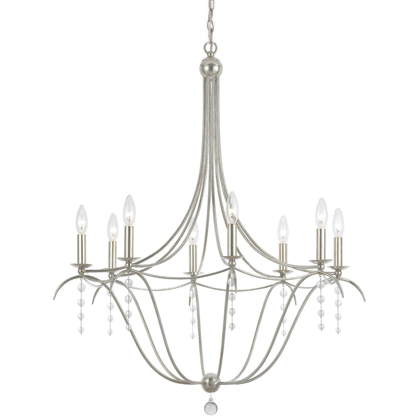 Metro 8 Light 31.5 inch Antique Silver Chandelier Ceiling Light