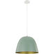 Coretto 1 Light 15.75 inch Matte White and Pastel Dark Green and Gold Pendant Ceiling Light