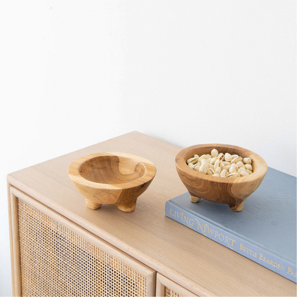 Teak 6 X 3 inch Bowls, With Legs, Set of 2