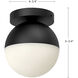 Monae 1 Light 6 inch Black/Opal Glass Flush Mount Ceiling Light