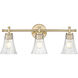 Belle 3 Light 24 inch Modern Gold Bath Vanity Light Wall Light