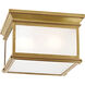 Chapman & Myers Club 3 Light 13 inch Antique-Burnished Brass Flush Mount Ceiling Light in Frosted Glass, Large