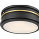 Stralara LED 12 inch Matte Black and Vintage Brass Flush Mount Ceiling Light
