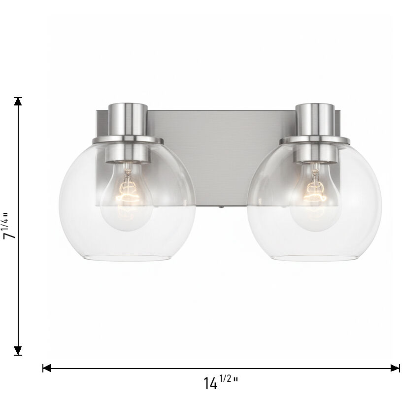 Rito 2 Light 14.5 inch Satin Brass Bath Light Wall Light, Medium