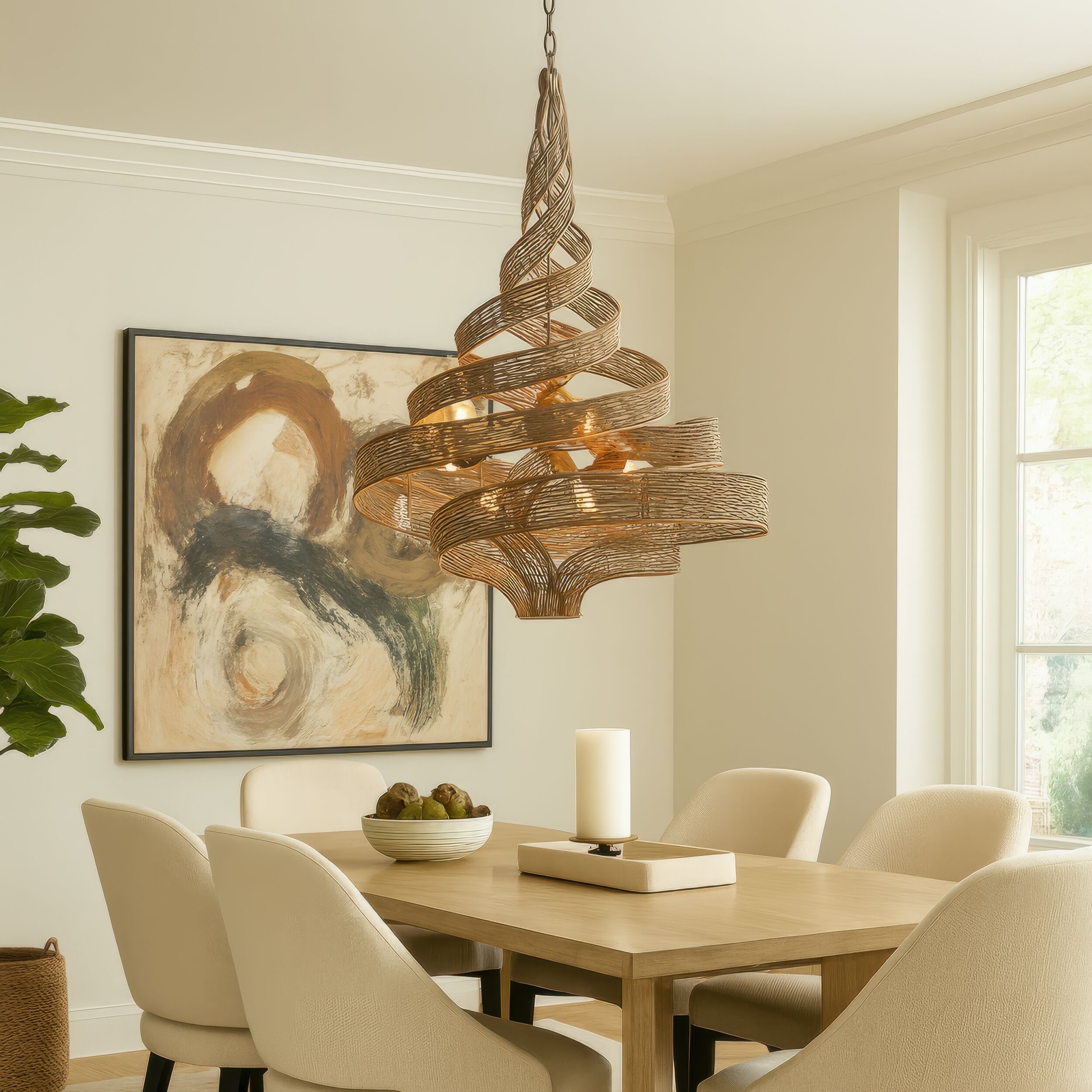 Flow 6 Light 26 inch Hammered Ore Pendant Ceiling Light