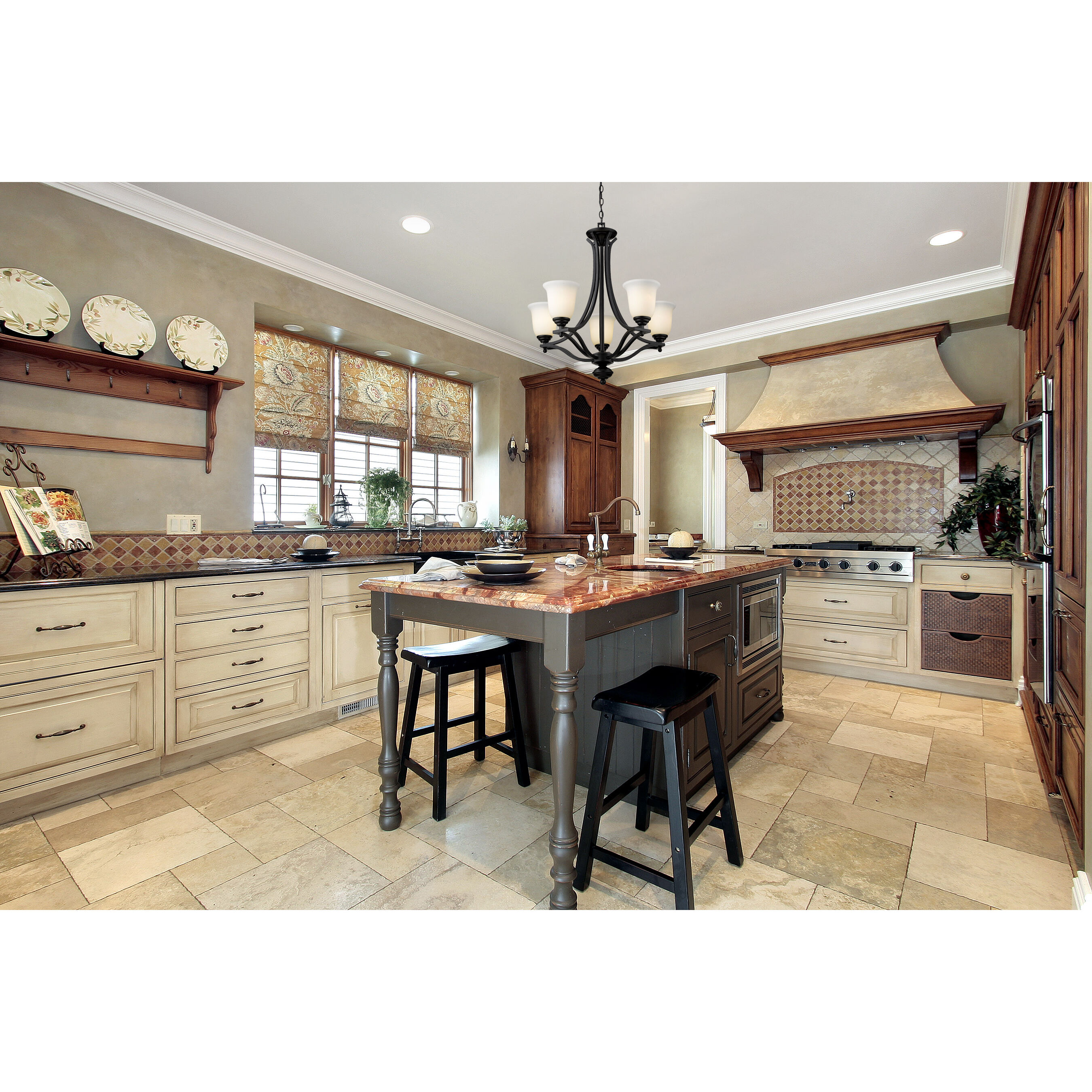 Lagoon 5 Light 26.5 inch Matte Black Chandelier Ceiling Light