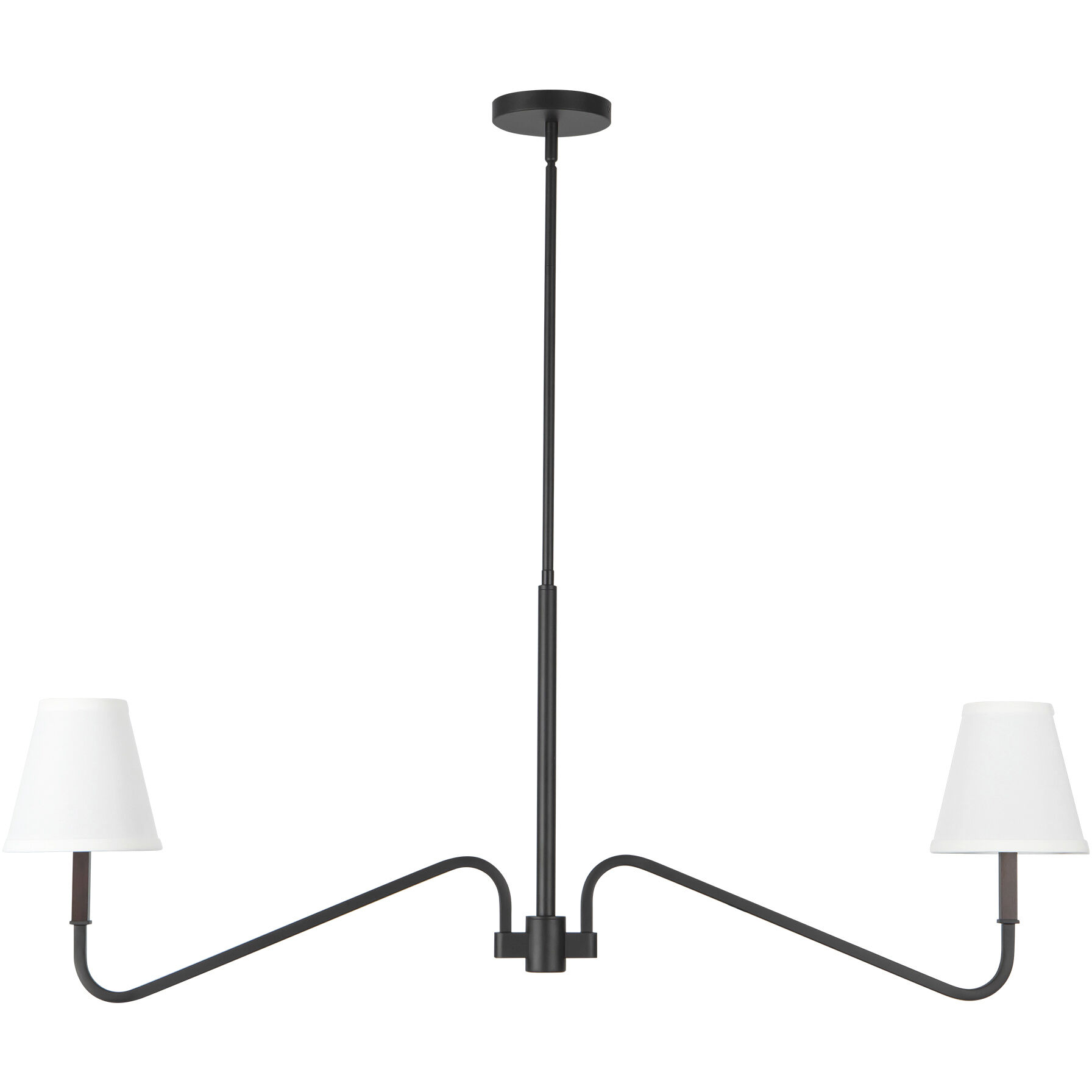 Alora Mood Sloan 2 Light 30 inch Matte Black and White Linen Linear Pendant Ceiling Light