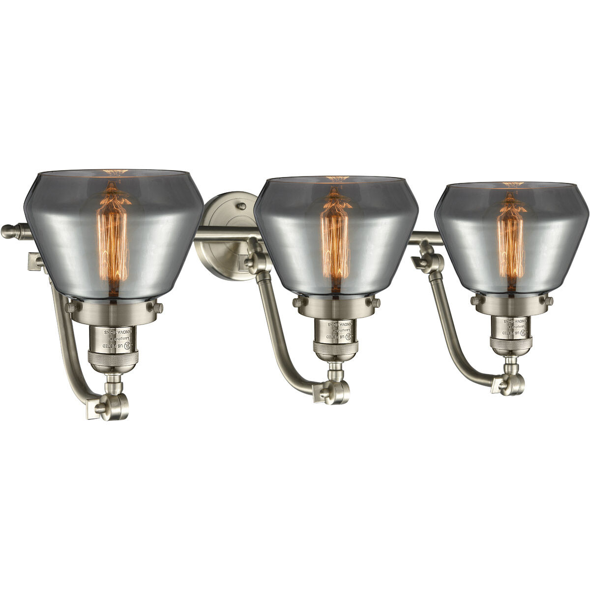 Franklin Restoration Fulton LED 28 inch Brushed Satin Nickel Bath Vanity Light Wall Light in Plated Smoke Glass, Franklin Restoration