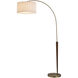 Scalloped 92 inch 9 watt Weathered Brass and Walnut Arc Floor Lamp Portable Light