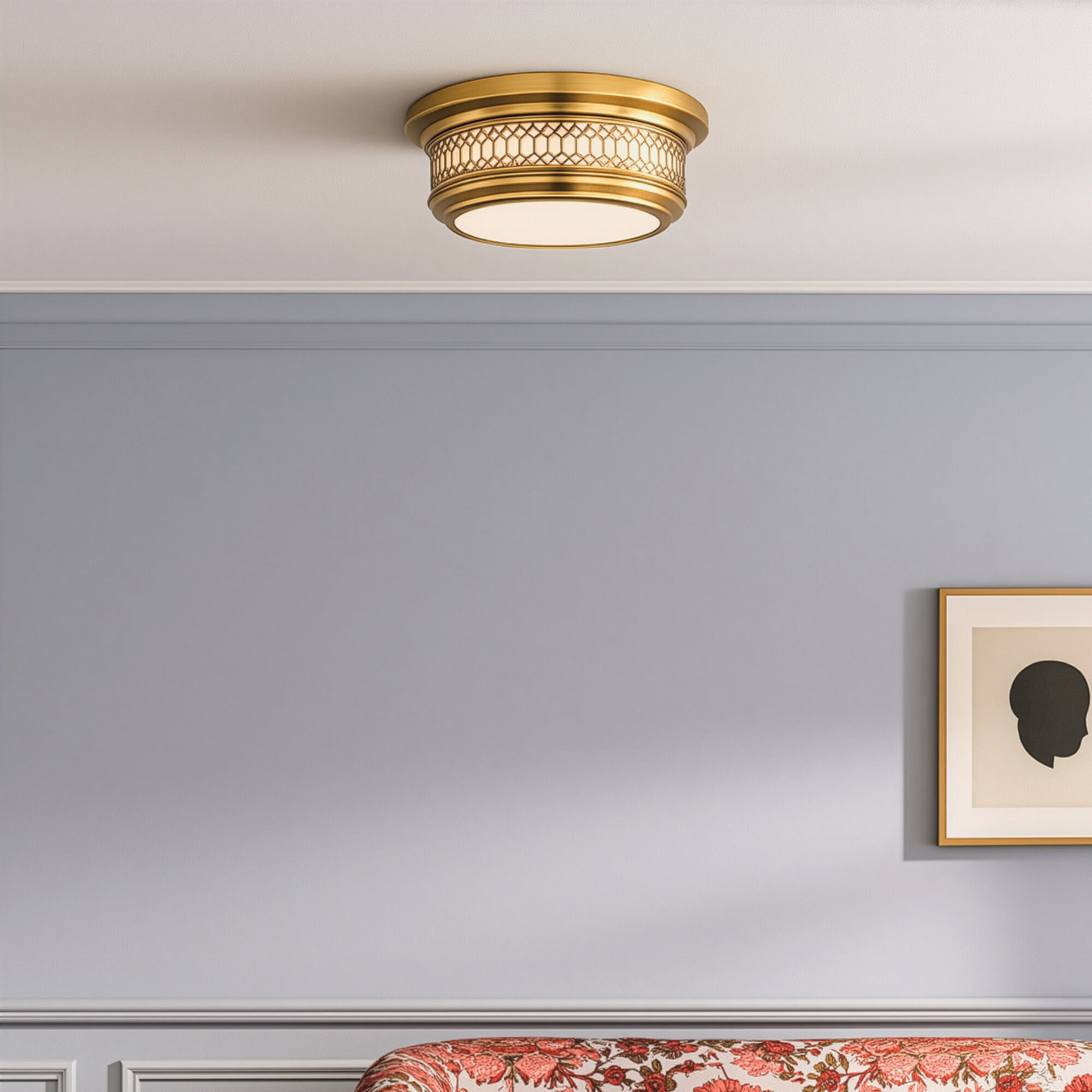 Williamsburg Tucker 2 Light 11.75 inch Antique Brass Flushmount Ceiling Light