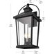 Luz 3 Light 24 inch Black Outdoor Wall Sconce
