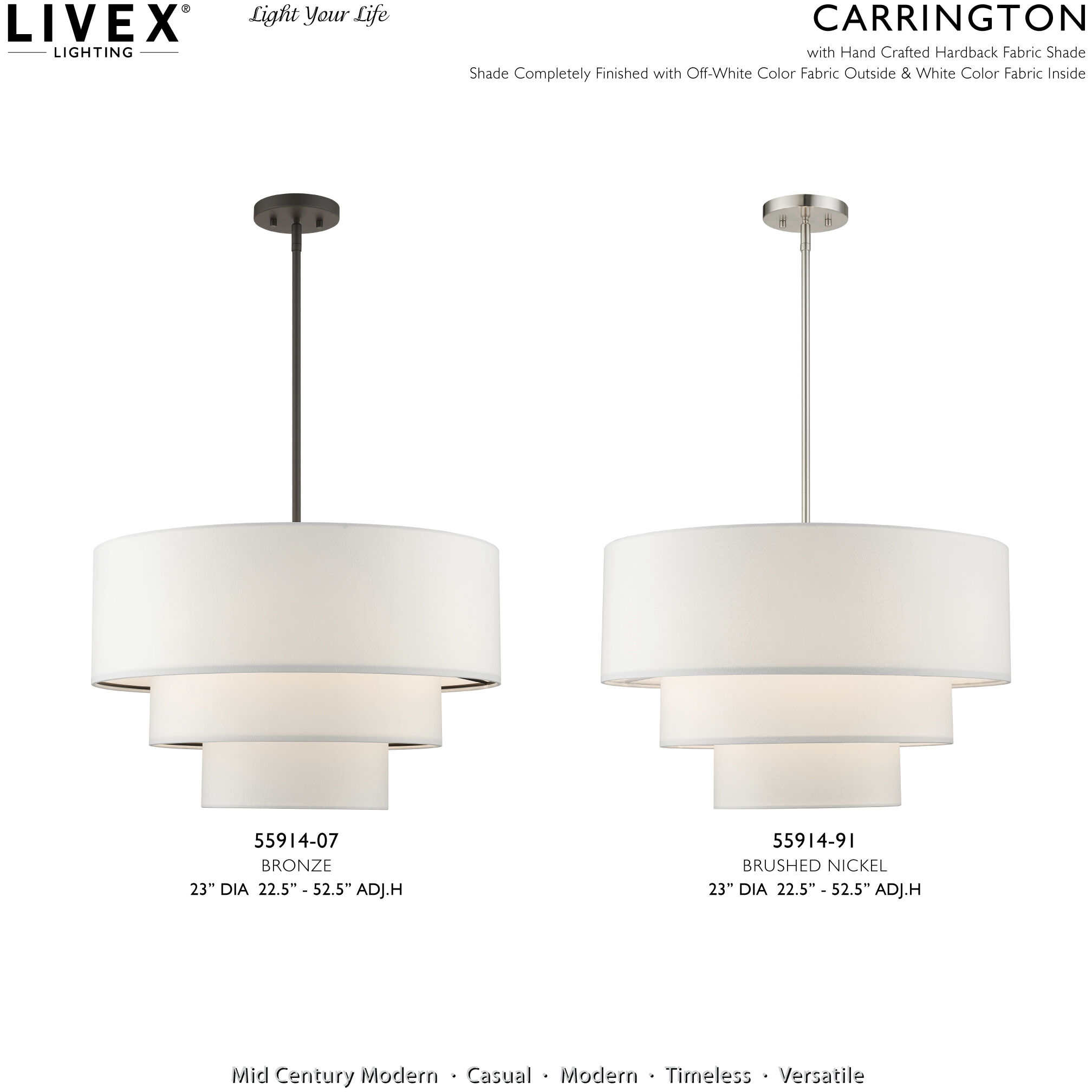 Carrington 4 Light 23 inch Brushed Nickel Pendant Chandelier Ceiling Light