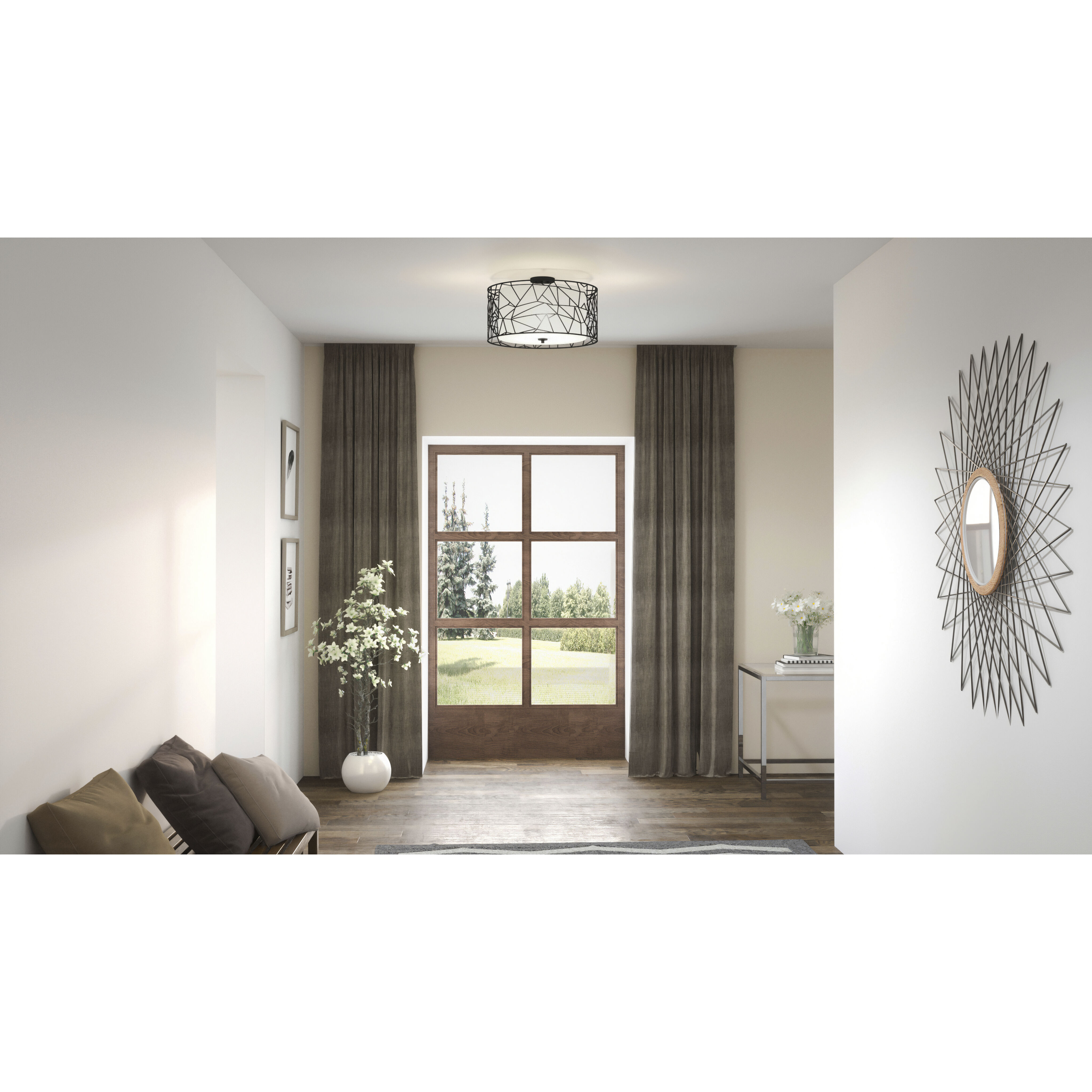 Newcastle 4 Light 23.5 inch Matte Black Semi-Flush Mount Ceiling Light
