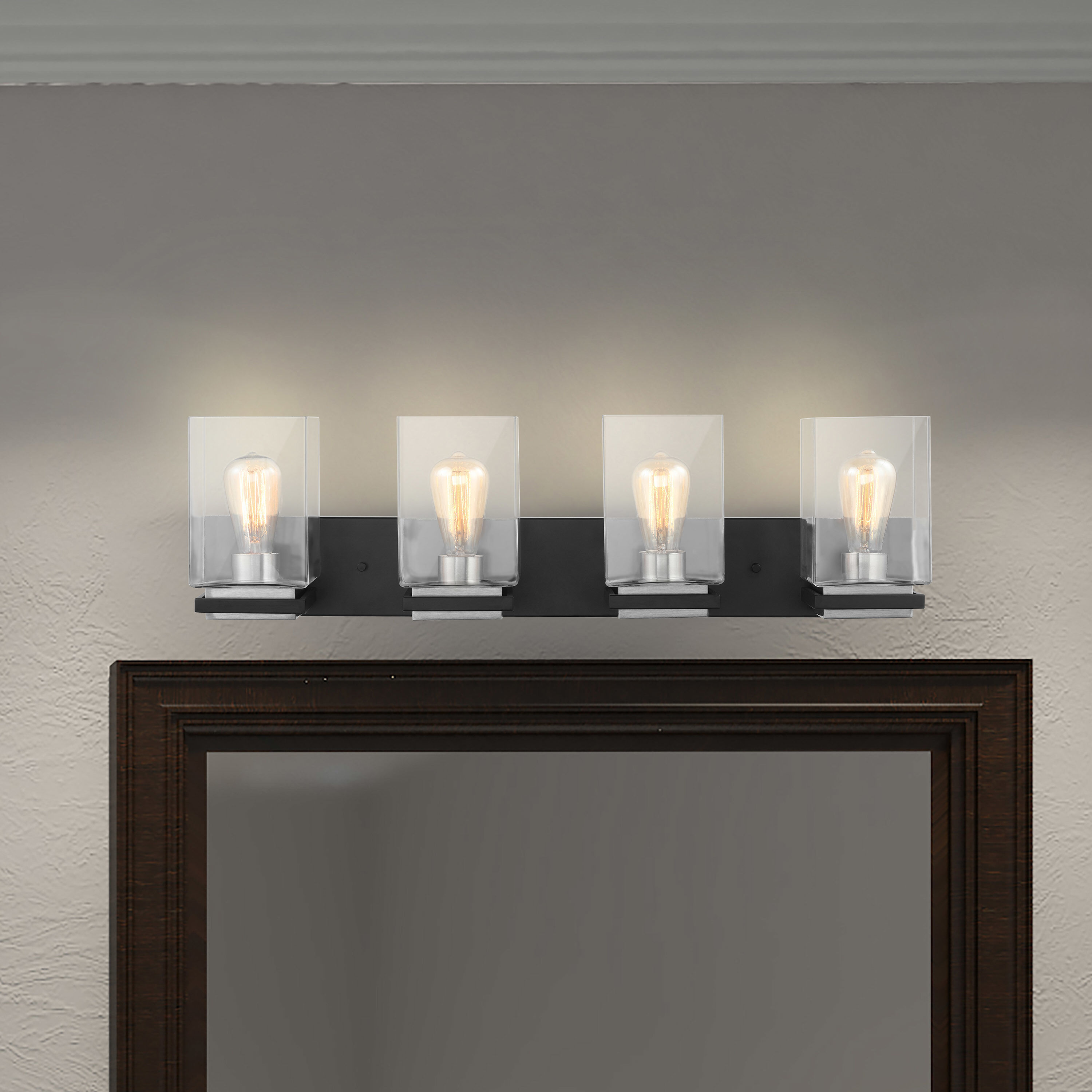 Crossroads 4 Light 31.88 inch Matte Black Bathroom Vanity Lights Wall Light