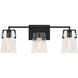 Drew & Jonathan Crofton 3 Light 24 inch Midnight Black Wall Bath Fixture Wall Light in Clear Glass