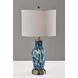 Grady 23.83 inch 100 watt Blue Texture Glass and Antique Brass Table Lamps Portable Light, Set of 2, Simplee Adesso