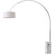 Iconic 95 inch 14 watt Satin Nickel and White Arc Floor Lamp Portable Light in White Linen