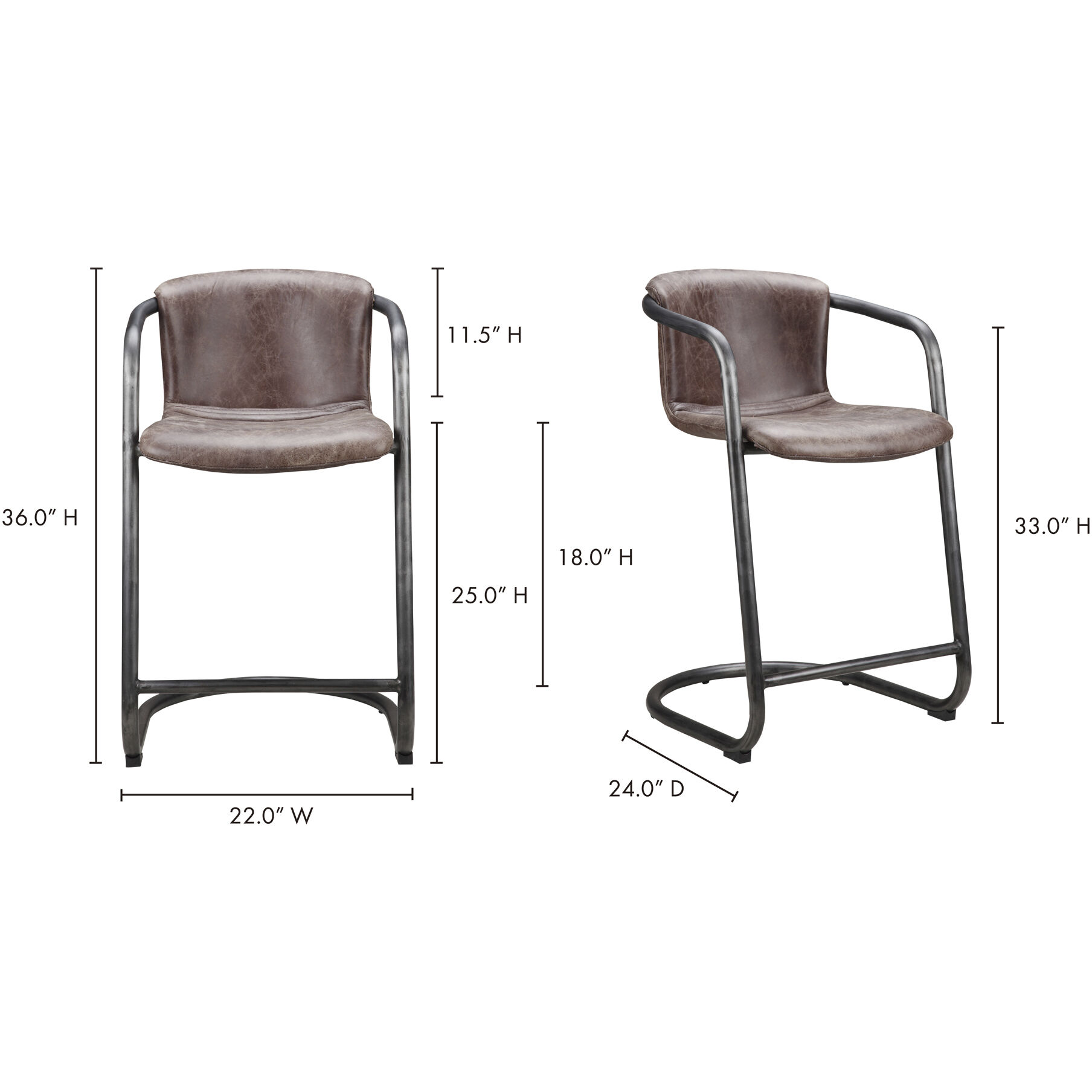 Freeman 36 inch Brown Counter Stool, Set of 2