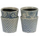 Terracotta Blue and White Outdoor Planter, Set of 4