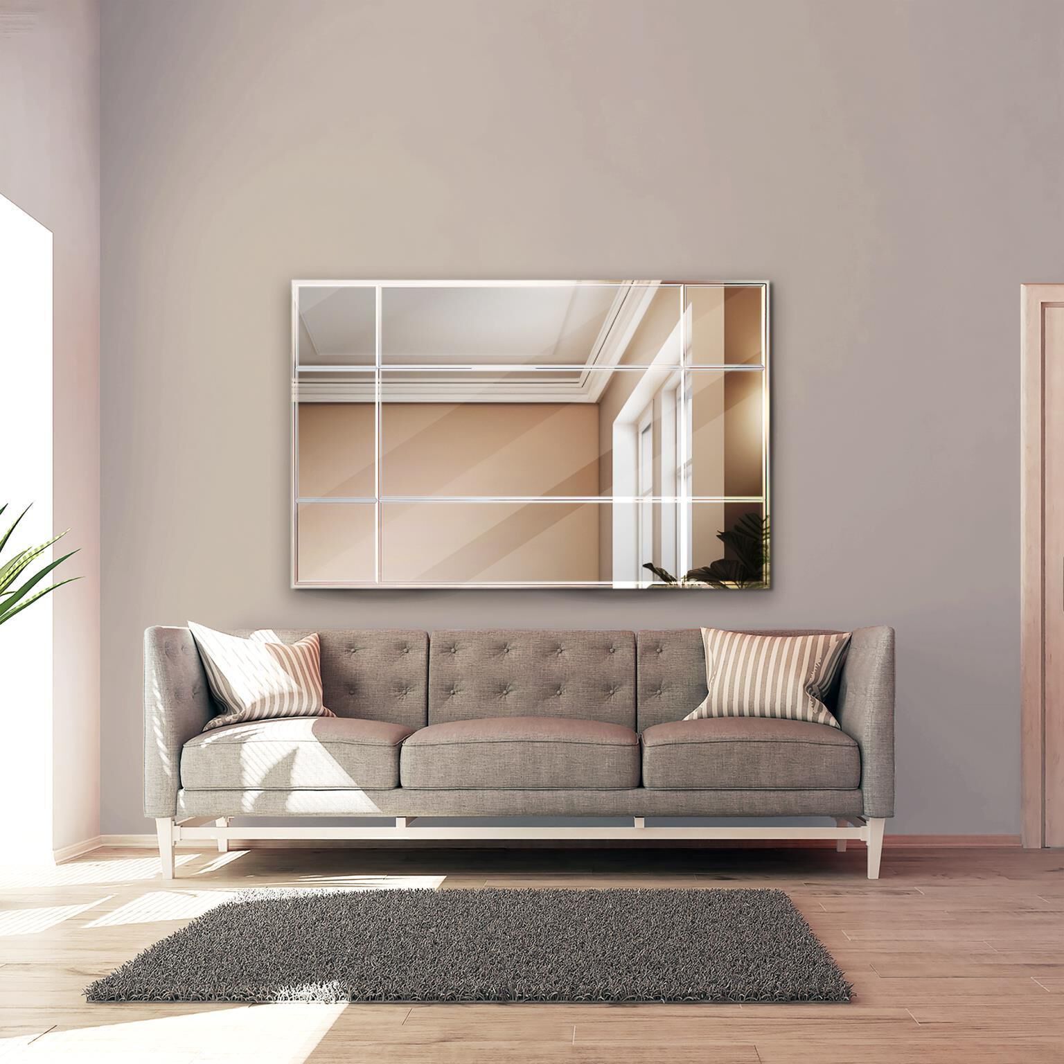 Knightbridge 66 X 42 inch Silver Multi Paneled Mirror