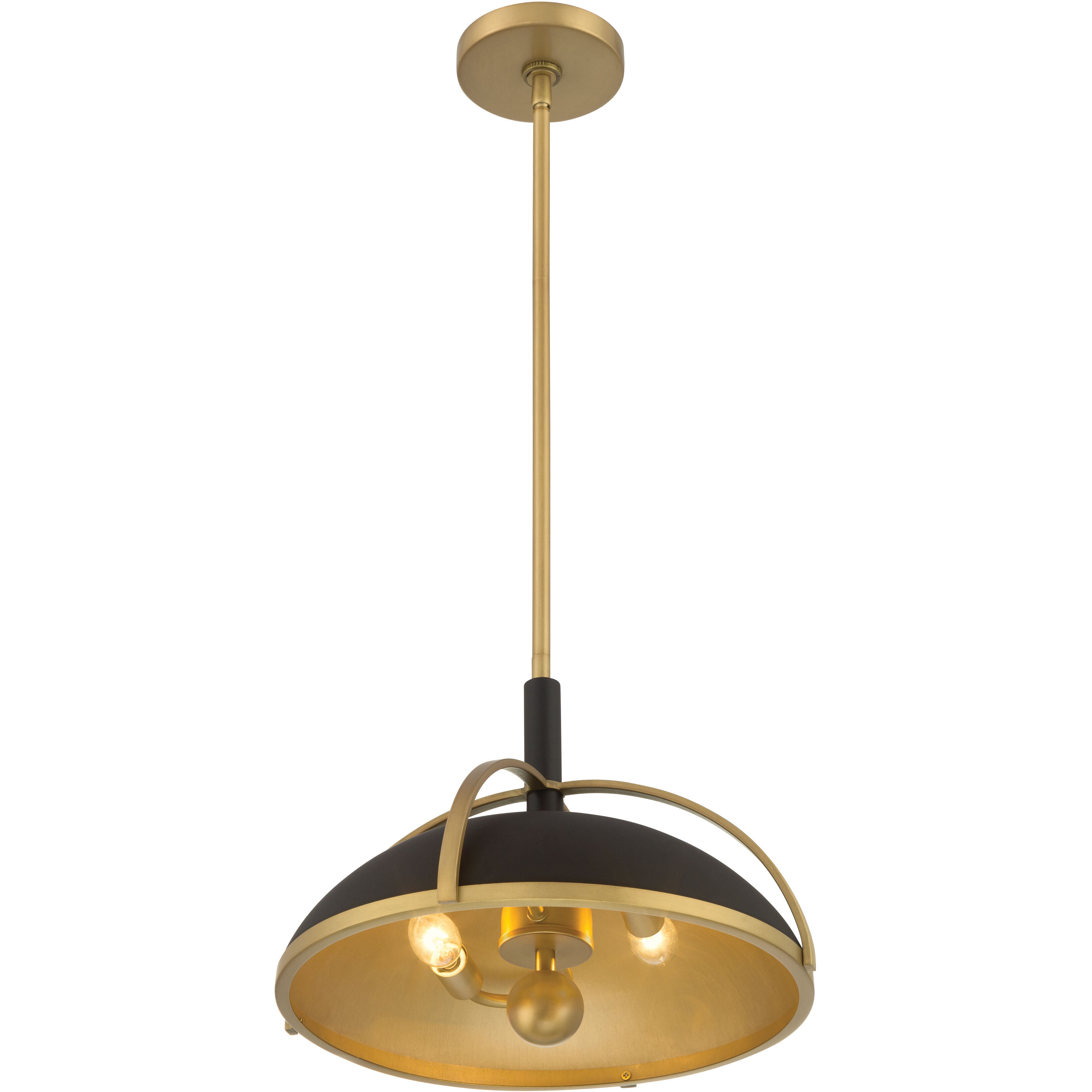 Yorkshire 2 Light 14 inch Dark Matte Black and Legacy Brass Pendant Ceiling Light