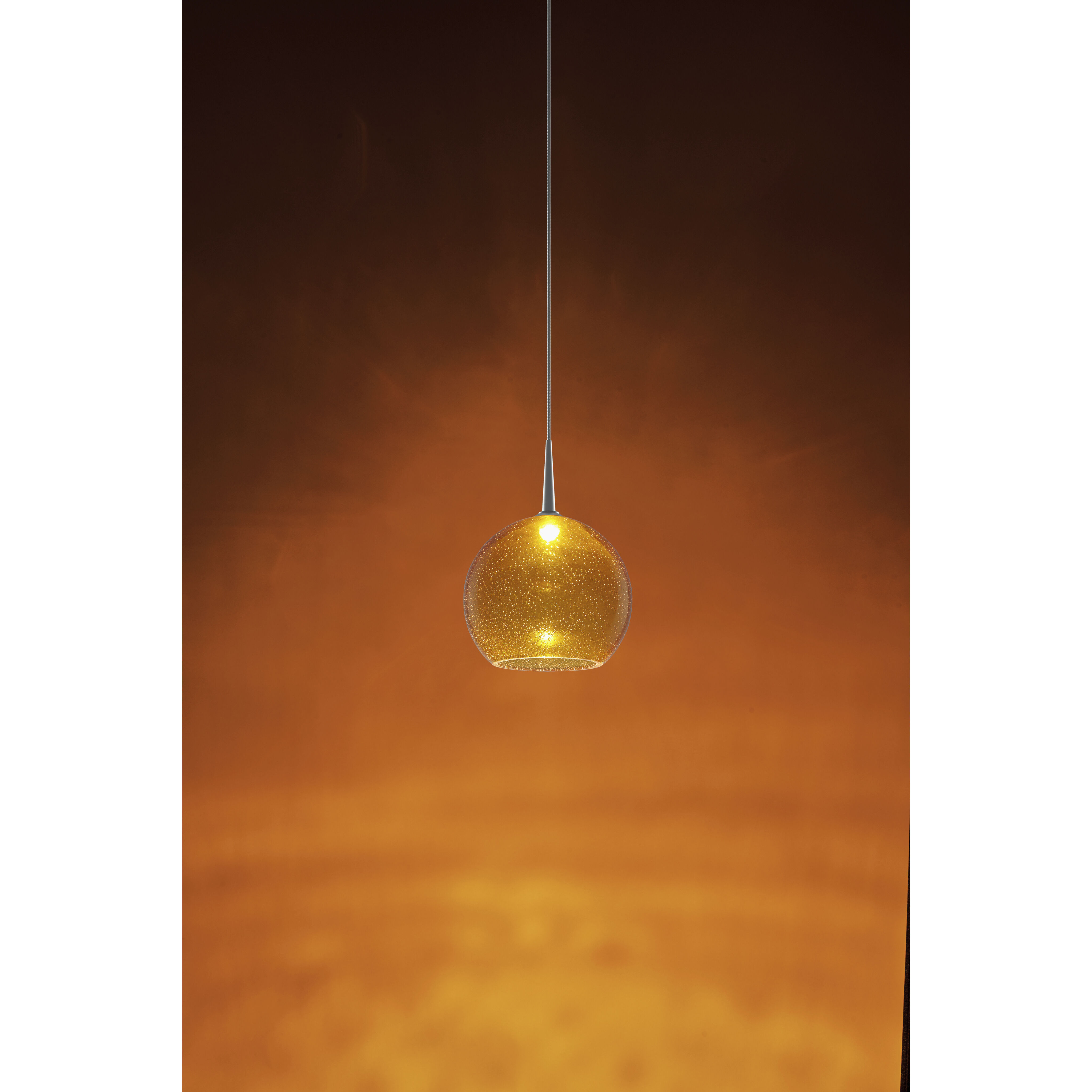 Bobo LED 6 inch Matte Chrome Small Pendant Ceiling Light in Amber Glass