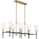 Tivoli 8 Light 42 inch Black with Warm Brass Accents Linear Chandelier Ceiling Light