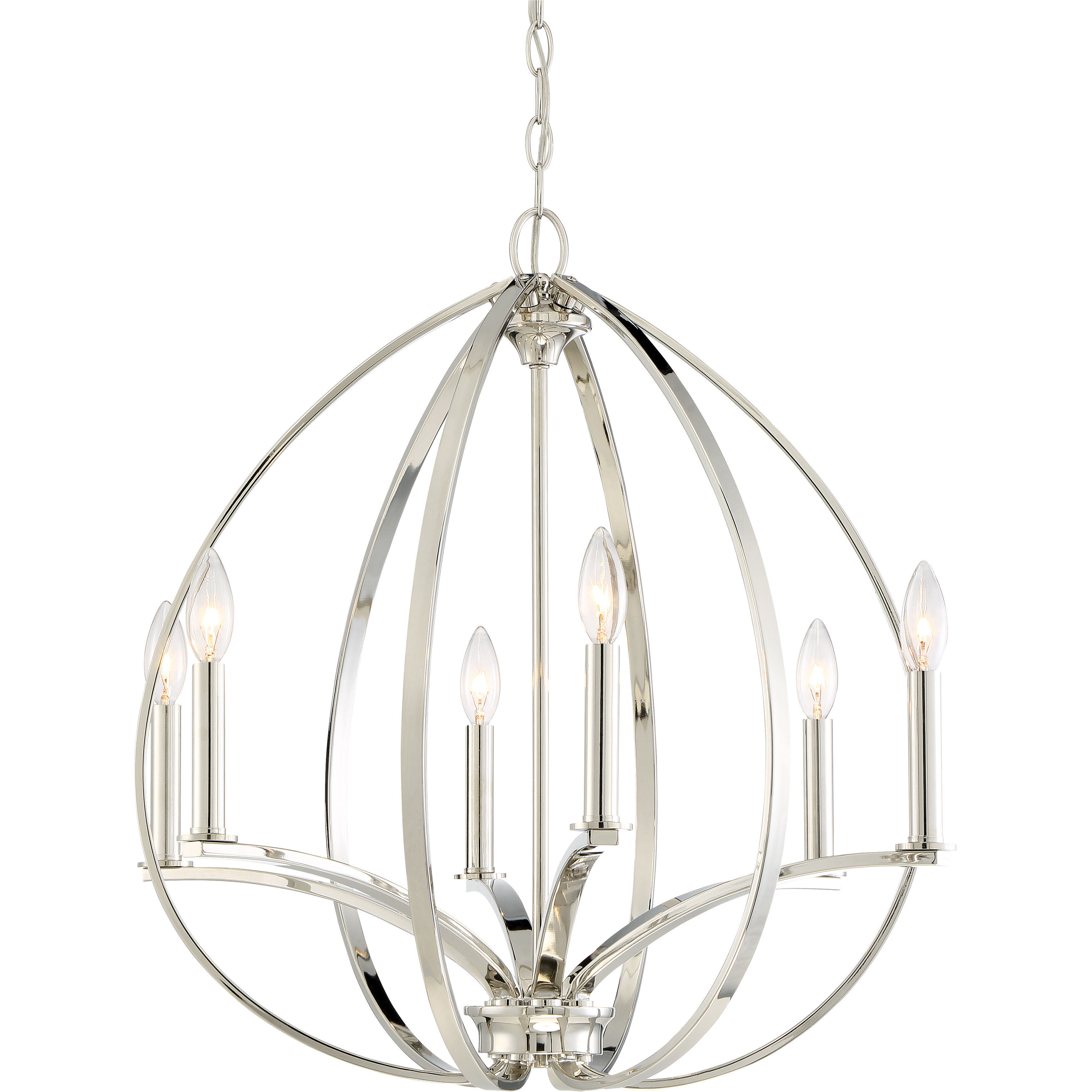 Tilbury 6 Light 24 inch Polished Nickel Chandelier Ceiling Light