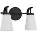 Drake 2 Light 14 inch Matte Black Vanity Light Wall Light
