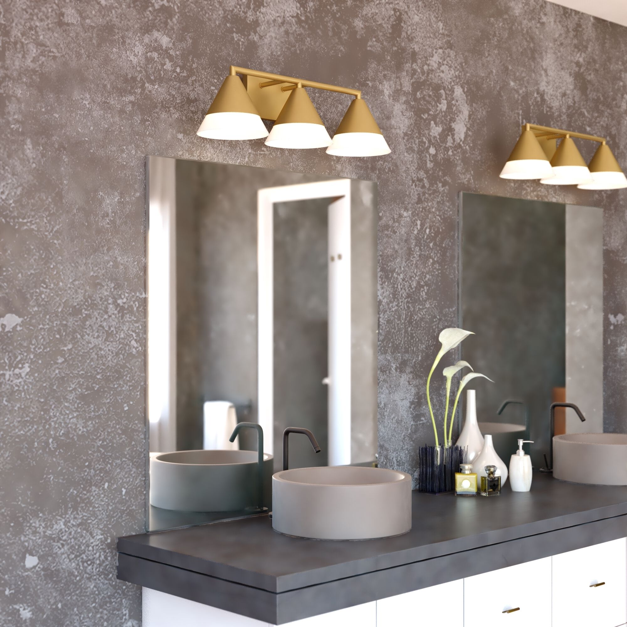 Winthrop 3 Light 25.25 inch Harvest Gold Bathroom Light Wall Light