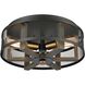 Woodbridge 3 Light 17 inch Matte Black with Weathered Oak and Brass Flush Mount Ceiling Light