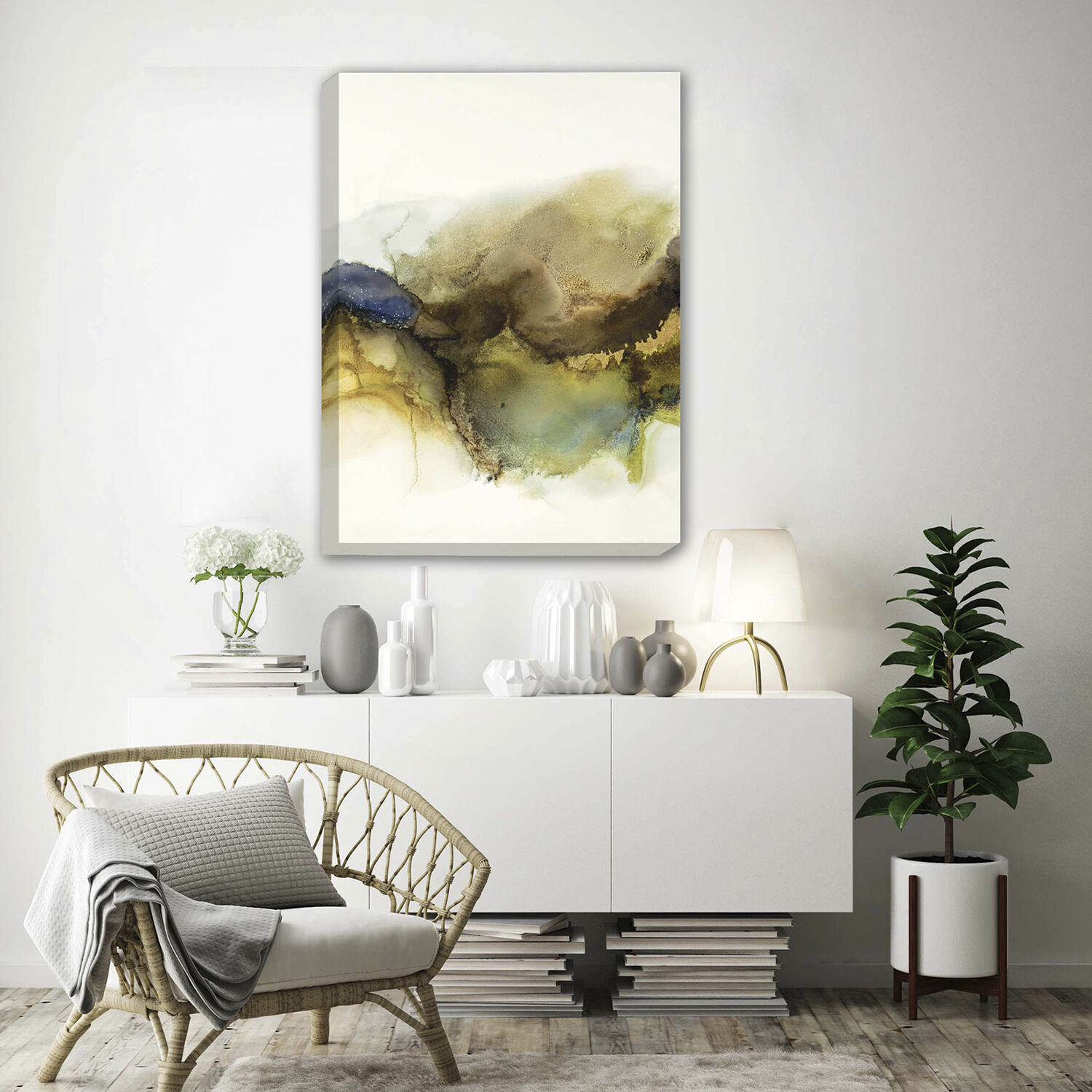 Lambert Multi and Brown and Turquoise and White Canvas