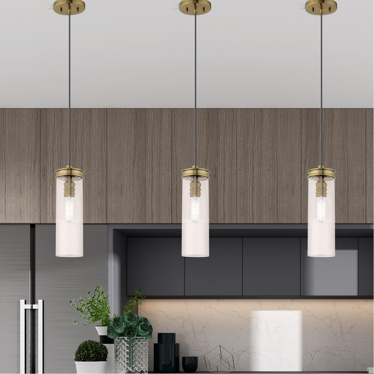 Art Glass 1 Light 5.13 inch Antique Brass Mini Pendant Ceiling Light