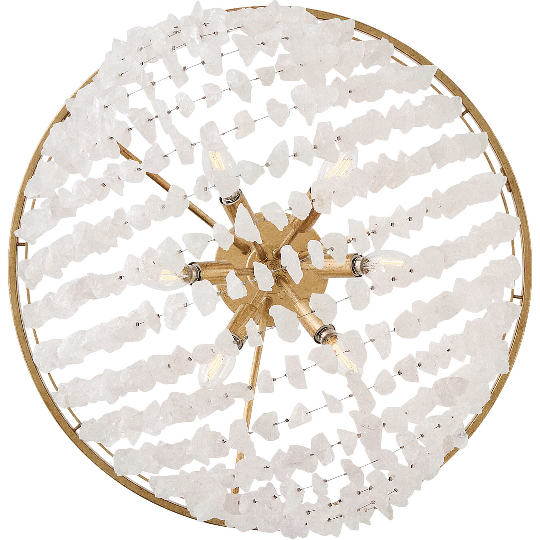 Myra 6 Light 24 inch Distressed Brass Semi-Flush Mount Ceiling Light