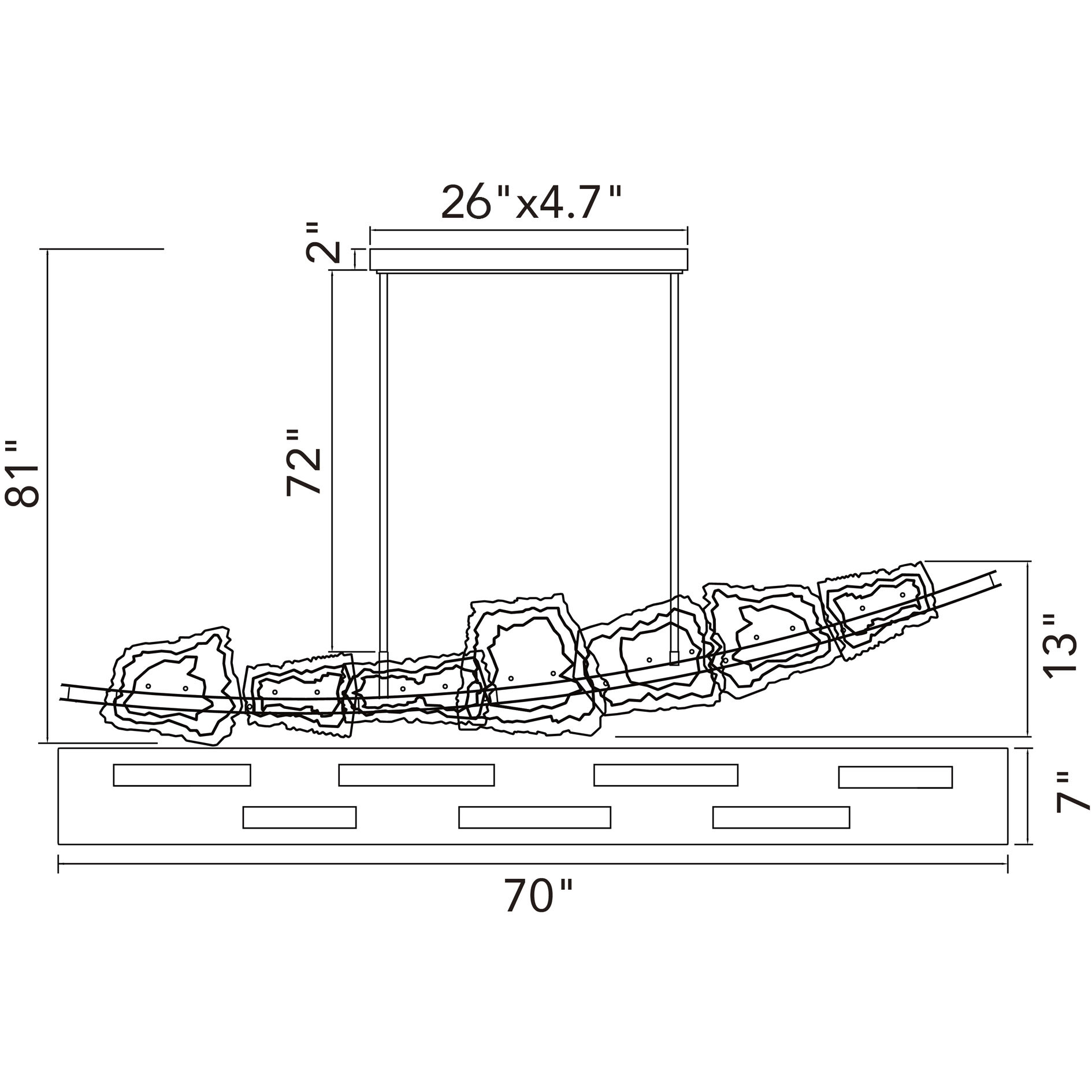 Arcus LED 70 inch Brass Chandelier Ceiling Light