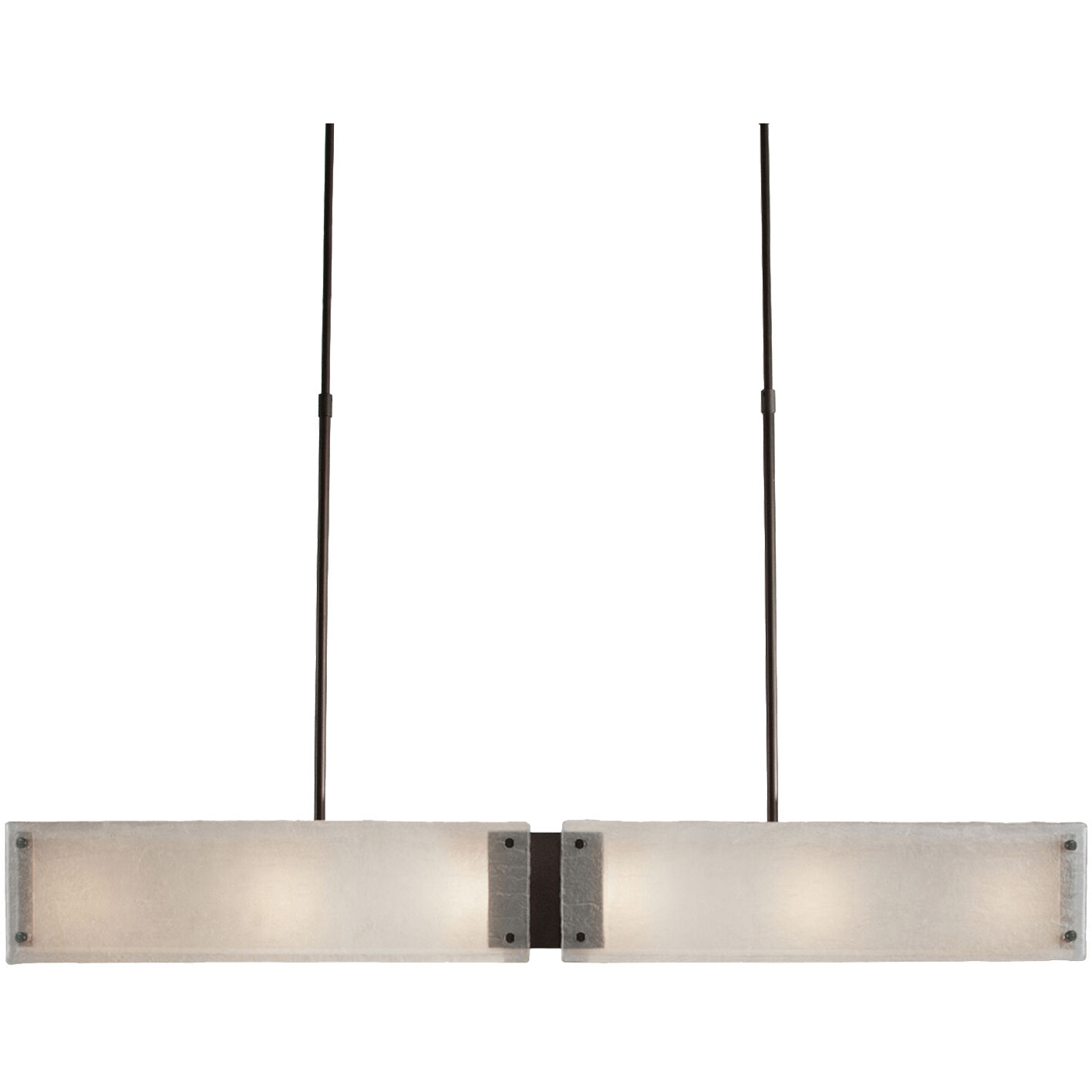 Textured Glass 6 Light Graphite Linear Pendant Ceiling Light in E26 Incandescent, Rimelight Frosted