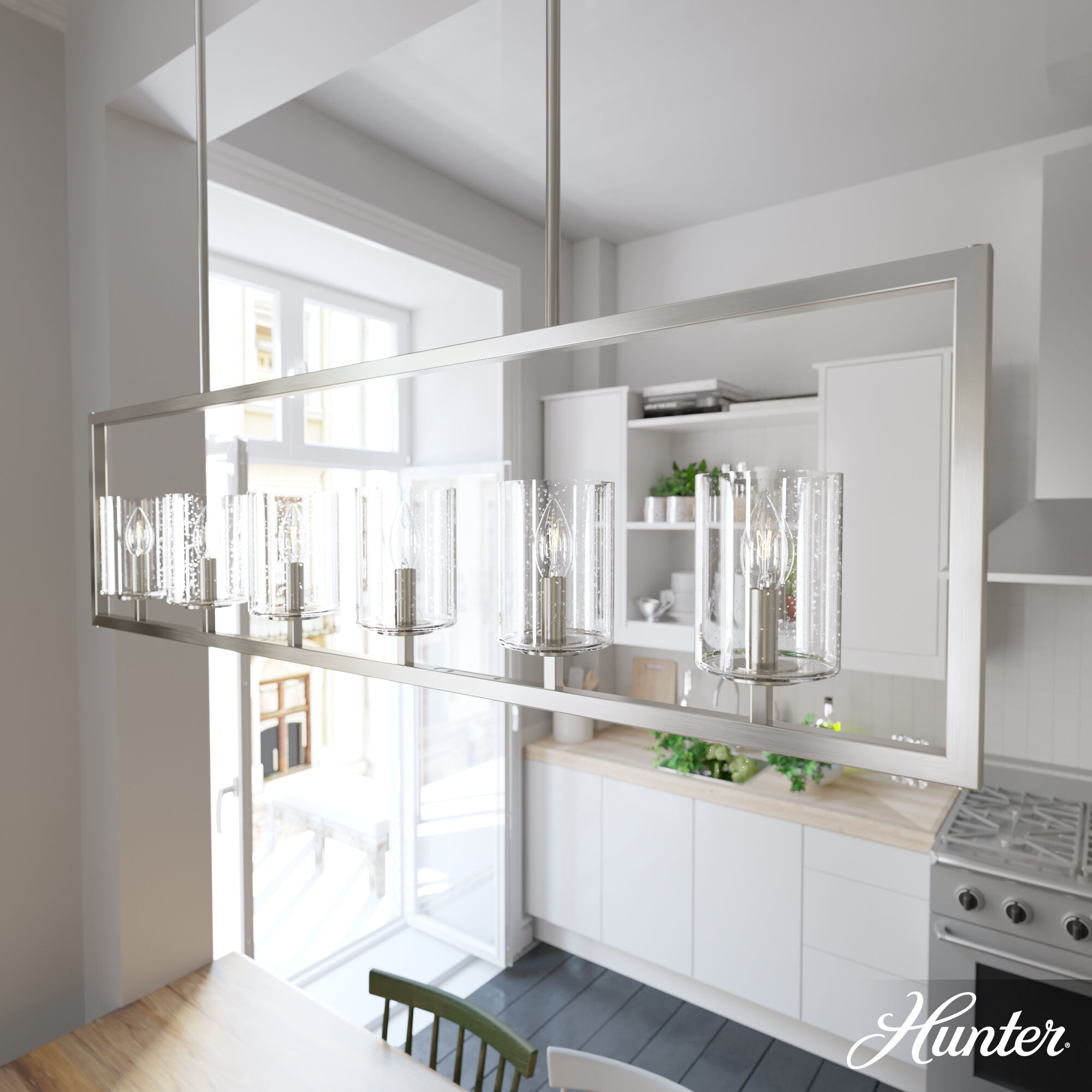 Kerrison 6 Light 48 inch Brushed Nickel Linear Chandelier Ceiling Light