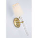 Marie Flanigan Abigail LED 5.25 inch Soft Brass and Clear Wavy Glass Sconce Wall Light, Large