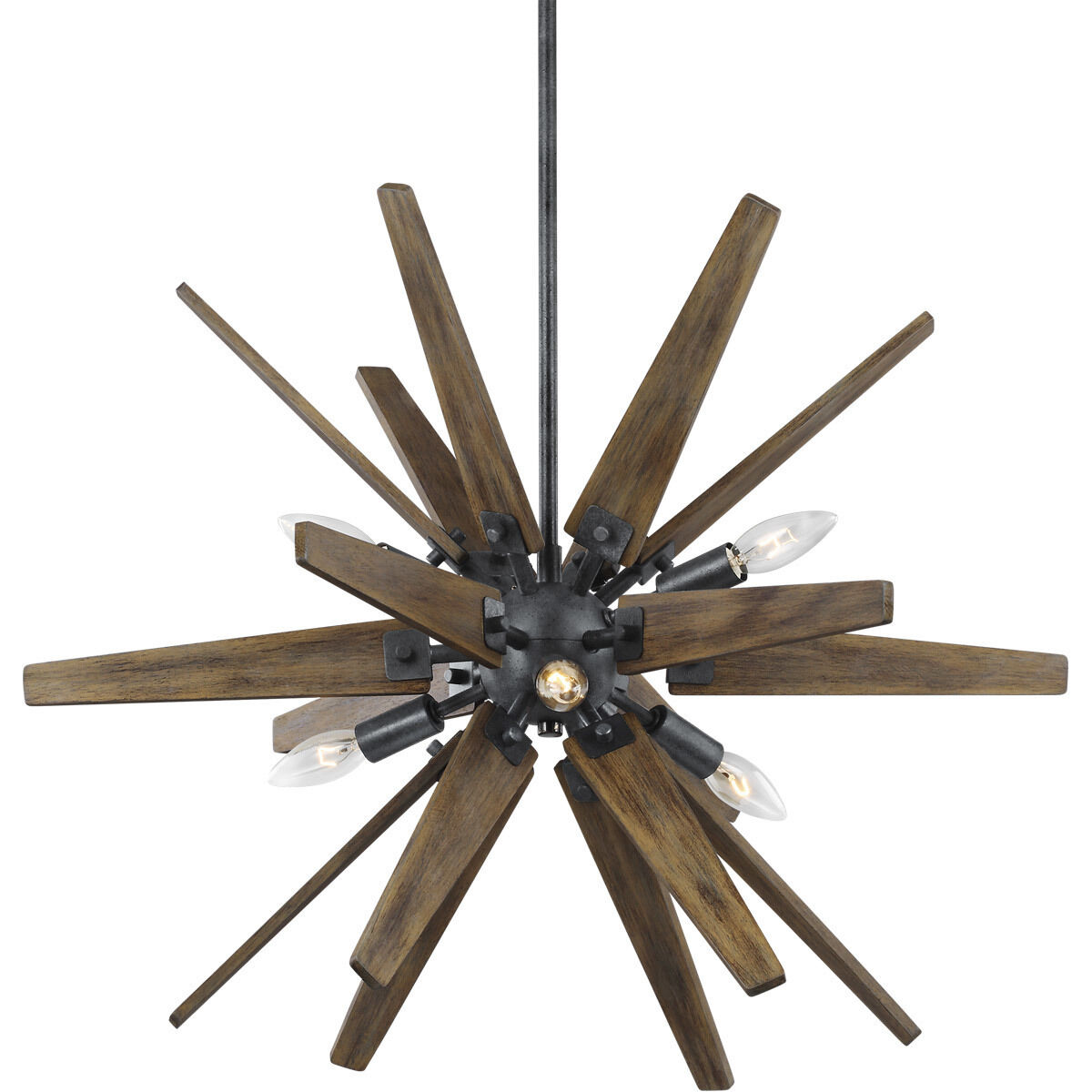 Sean Lavin Thorne 6 Light 26 inch Dark Weathered Zinc / Weathered Oak Chandelier Ceiling Light