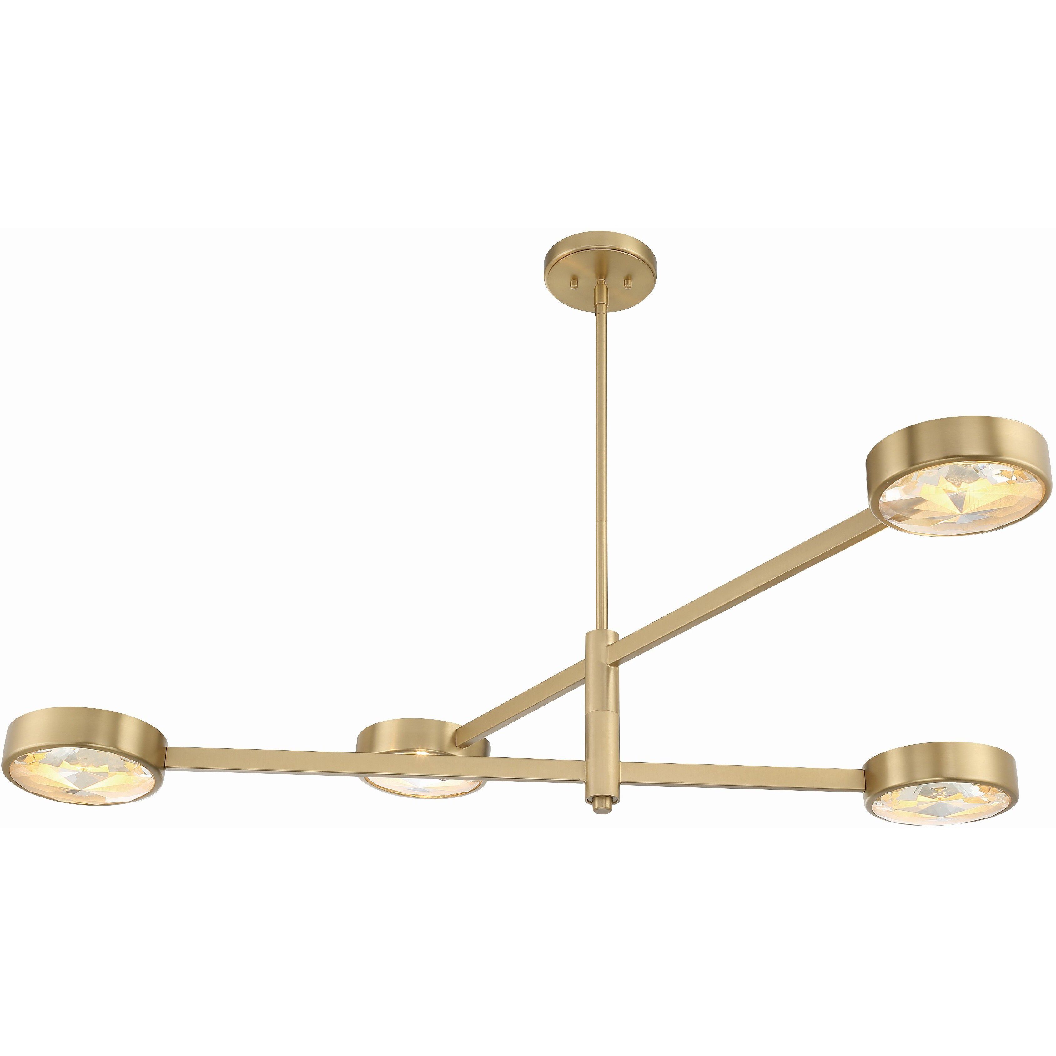 Orson 4 Light 54 inch Modern Gold Linear Chandelier Ceiling Light