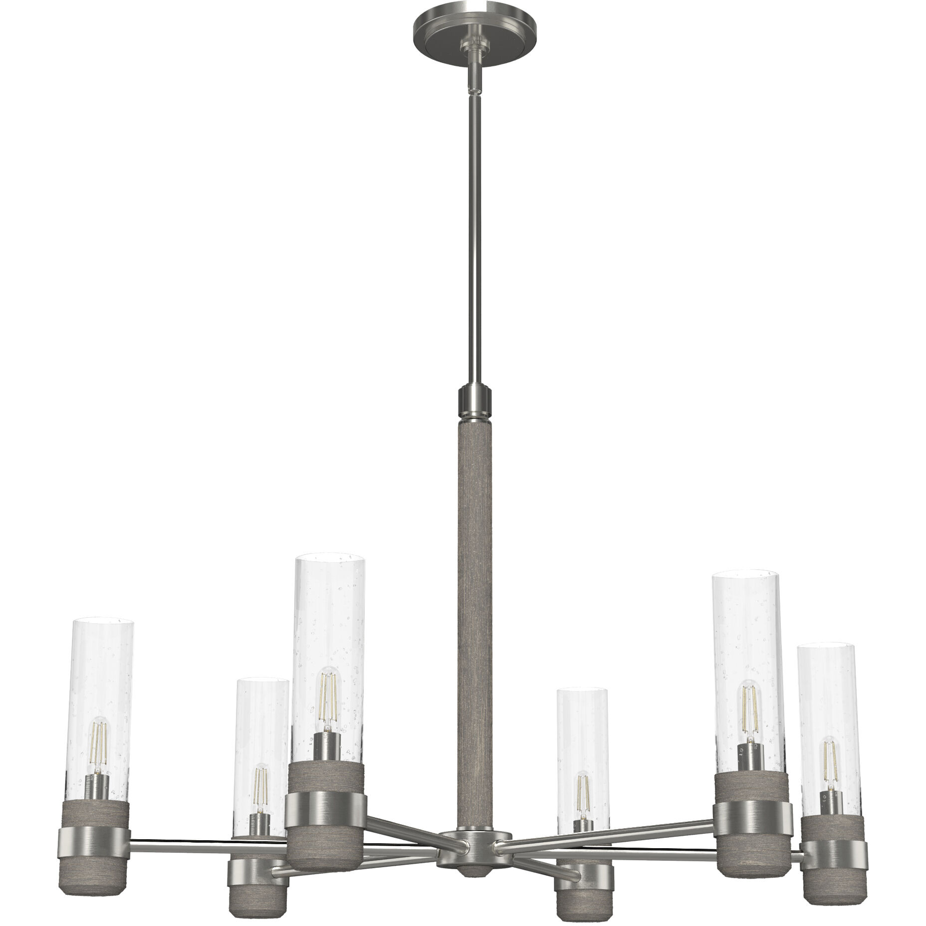 River Mill 6 Light 30 inch Brushed Nickel Chandelier Ceiling Light