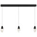 Beyond Martini LED 5.5 inch Black Multi-Light Pendant Ceiling Light in Optic Haze, Linear Canopy