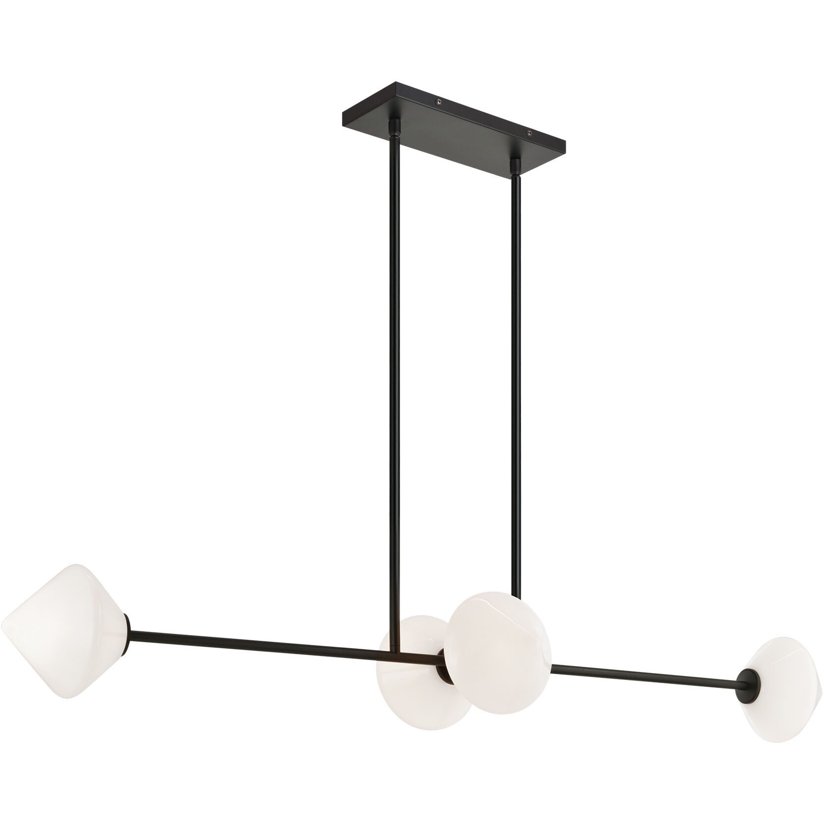 Novo 4 Light 47.38 inch Black Pendant Ceiling Light in Black and Opal Glass