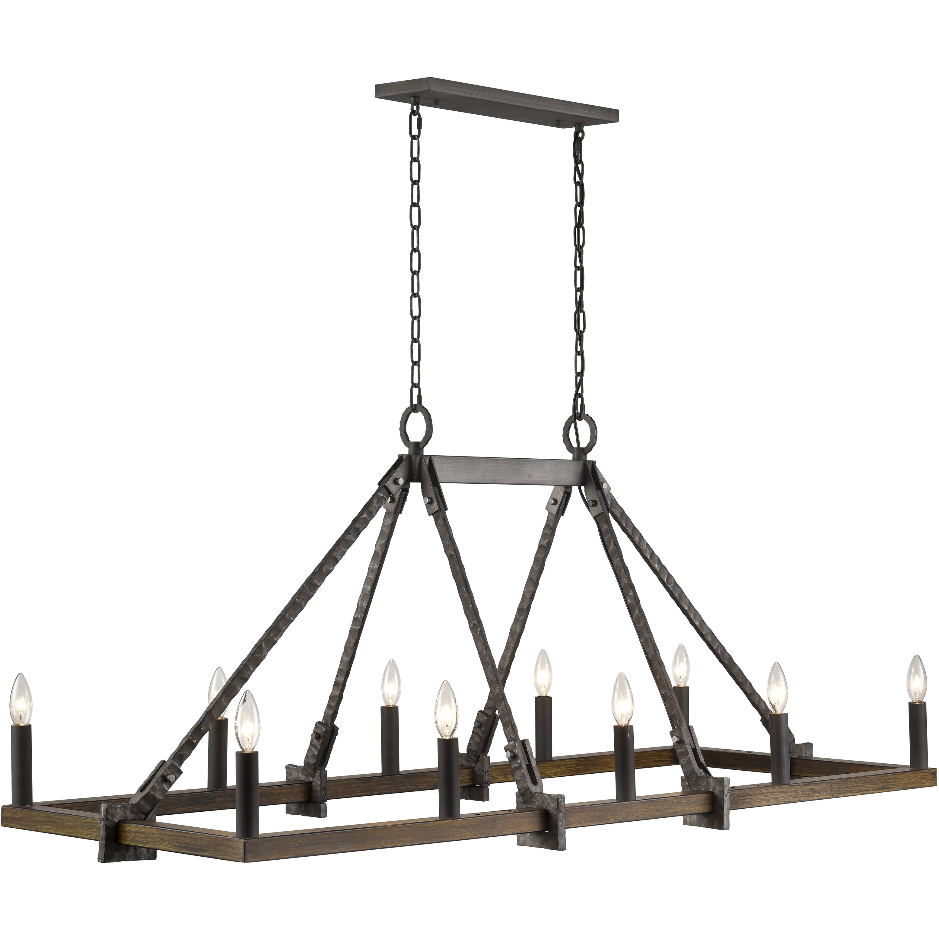 Harwell 10 Light 56 inch Antique Millwood Linear Chandelier Ceiling Light