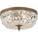 Waltham 3 Light 12 inch Olde Brass Flush Ceiling Light in Clear Italian