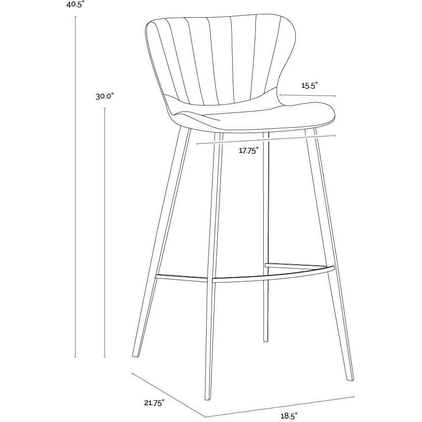 Arabella 40.5 inch Bravo Portabella / Polo Club Kohl Grey Barstool