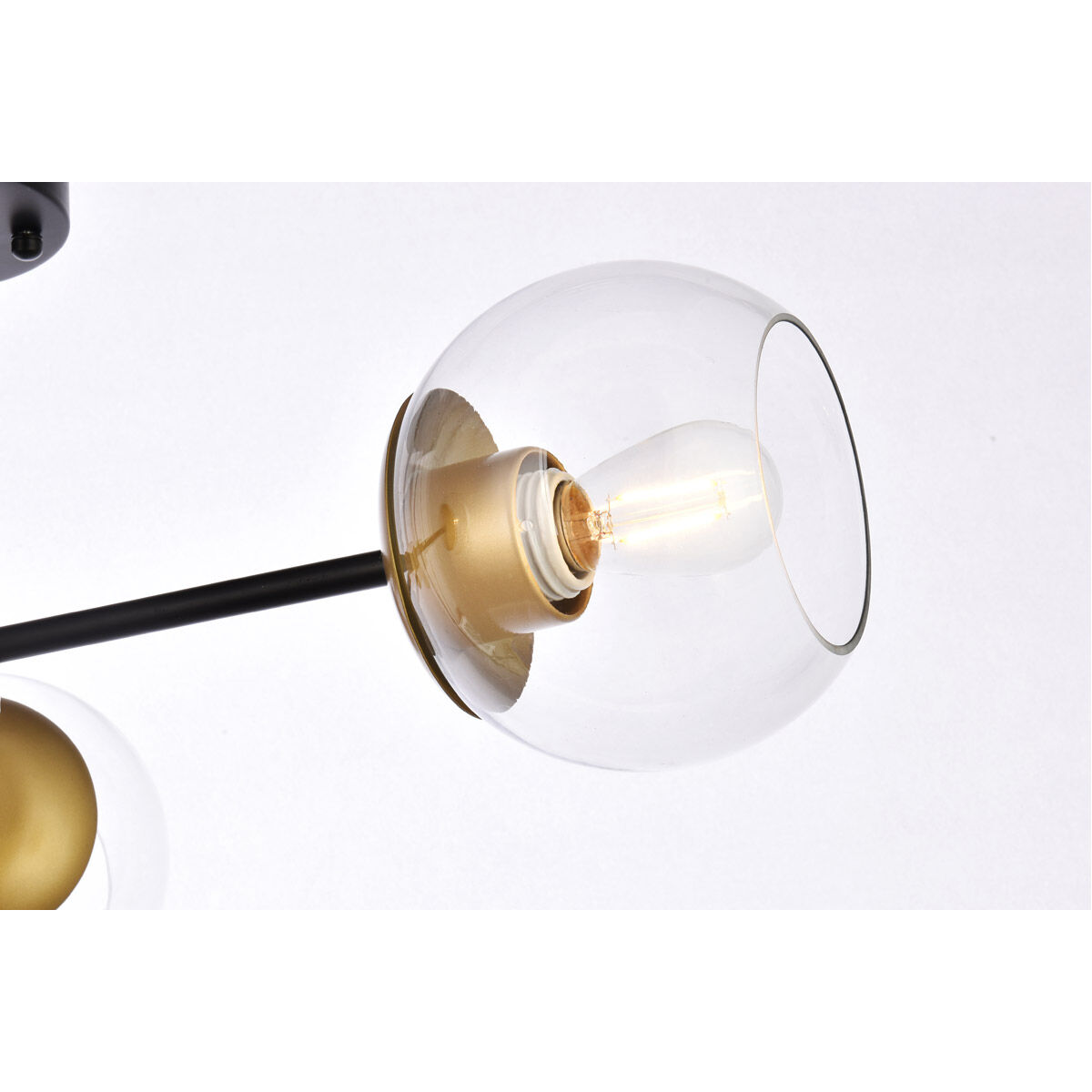 Briggs 3 Light 26 inch Black and Brass Flush Mount Ceiling Light