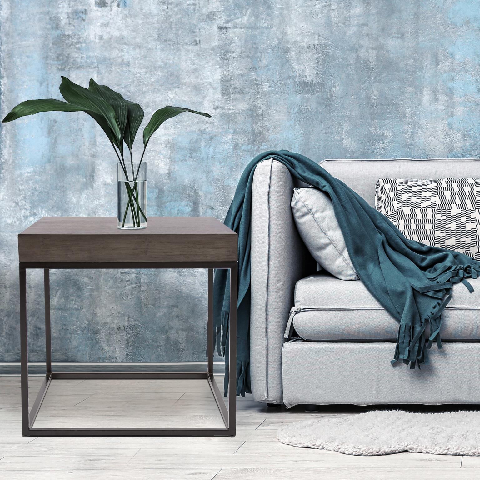 Kenton 24.5 X 24 inch Smoke Gray/Black Side Table