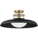 Gavin 1 Light 20 inch Black with Warm Brass Accents Semi-Flush Ceiling Light