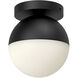 Monae 1 Light 6 inch Black/Opal Glass Flush Mount Ceiling Light